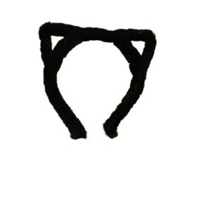 Fekete szőrmés ciciafül, jelmezkiegészítő - ÚJ