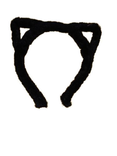 Fekete szőrmés ciciafül, jelmezkiegészítő - ÚJ