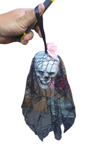 Felakasztható fátylas koponya, dekoráció - Halloween - ÚJ