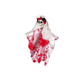   Kis méretű fehér-piros véres csontváz lepelben, dekoráció - Halloween - ÚJ