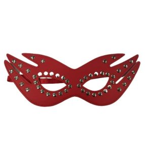   Piros bőrhatású szegecses szemmaszk, álarc, felnőtt méret - ÚJ