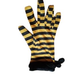   1 pár sárga-fekete csíkos felnőtt méretű jelmezkesztyű - ÚJ