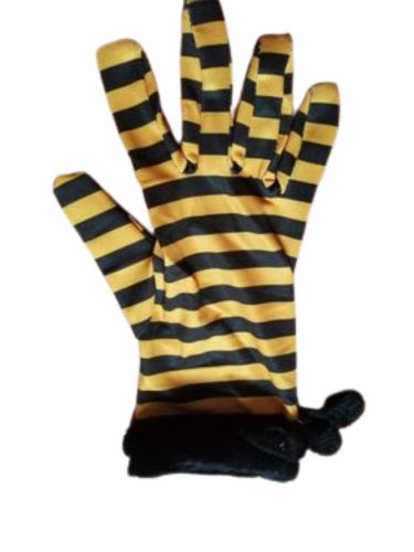 1 pár sárga-fekete csíkos felnőtt méretű jelmezkesztyű - ÚJ