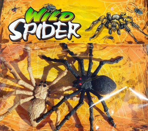 2 nagyméretű műanyag barna és fekete pók, dekoráció, partikellék - Halloween - ÚJ