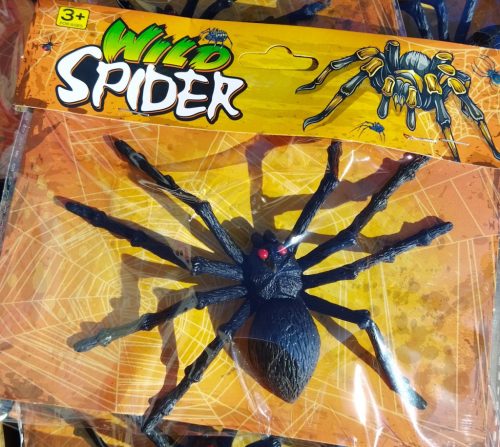 Nagyméretű műanyag fekete pók, dekoráció, partikellék - Halloween - ÚJ