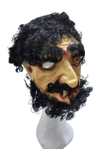 Fekete göndör hajú kalóz, férfi fej gumi maszk, álarc - ÚJ