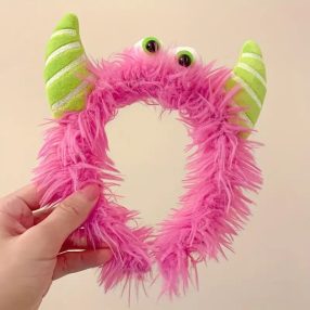   Rózsaszín szőrös szörnyecske fejpánt, fejdísz - Halloween - ÚJ