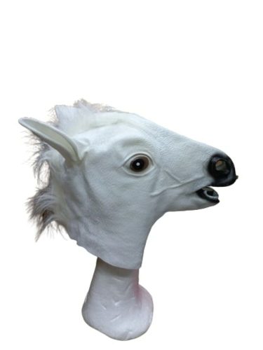 Fehér ló gumi maszk, álarc - ÚJ