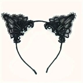   Fekete csipkés cicafül, macskafül, jelmezkiegészítő - ÚJ