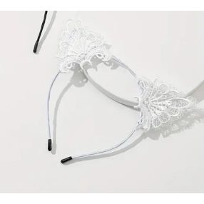   Fehér csipkés cicafül, macskafül, jelmezkiegészítő - ÚJ