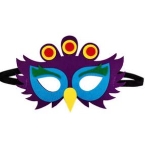 Lila páva filc maszk, álarc (gyerek méret) - ÚJ