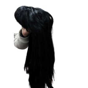   Fekete egyenes paróka, jelmezkiegészítő, frufrus, 40 cm hosszú  - ÚJ