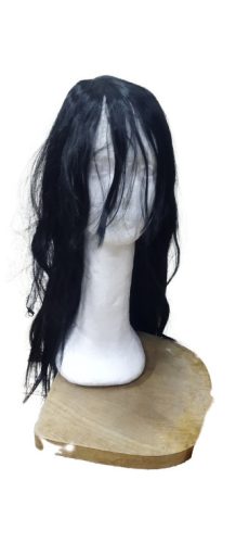 Fekete egyenes paróka, jelmezkiegészítő, 65 cm hosszú  - ÚJ