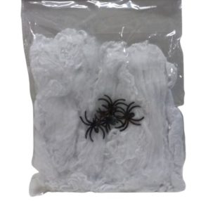   Fehér pókháló 4 pókkal, parti kiegészítő - Halloween - ÚJ