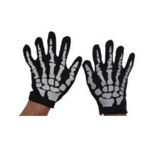 Fekete csontvázas kesztyű - Halloween - ÚJ