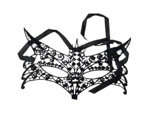 Fekete csipke szemmaszk, rókás - ÚJ