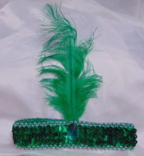 Zöld tollas fejpánt, fejdísz - Charleston - ÚJ