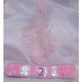 Rózsaszín tollas fejpánt, fejdísz - Charleston - ÚJ