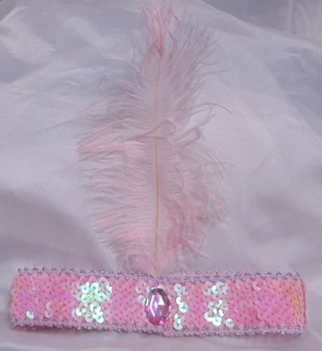 Rózsaszín tollas fejpánt, fejdísz - Charleston - ÚJ