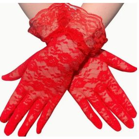 1 pár női piros csipkekesztyű, jelmezkesztyű - ÚJ