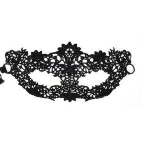 Fekete virágos csipke szemmaszk, álarc - ÚJ
