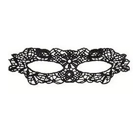 Díszes fekete csipke szemmaszk, álarc, koronás - ÚJ