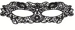 Díszes fekete csipke szemmaszk, álarc, koronás - ÚJ