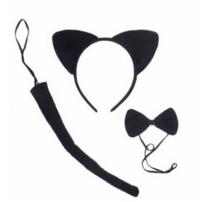   Fekete cica, macska jelmez kiegészítő szett, 3 részes - ÚJ