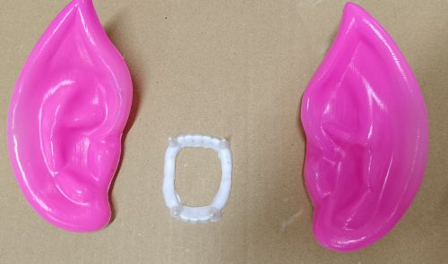 Vámpír, drakula fog, vámpírfül szett, rózsaszín - Halloween - ÚJ