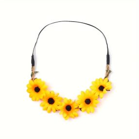   Narancssárga virágos gumis hátú fejdísz, hajpánt, jelmezkiegészítő - ÚJ