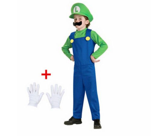 4-5 évesre (M) 4 részes Luigi jelmez - Super Mario - Nintendo - ÚJ