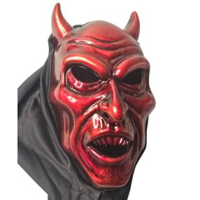   Rémisztő bordó lakk hatású ördög maszk, álarc - Halloween - ÚJ