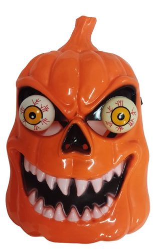 Gülüszemű, rugós szemű rémisztő tökfej, tök maszk, álarc - Halloween - ÚJ