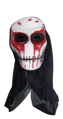 Varrott szájú, véres horror koponya maszk, álarc - Halloween - ÚJ
