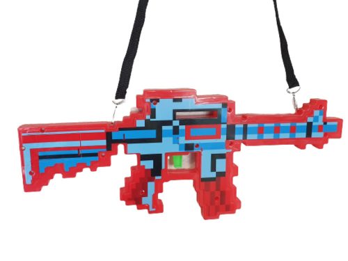 Minecraft ihletésű fényt és hangot adó gépfegyver, piros - ÚJ