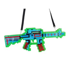   Minecraft ihletésű fényt és hangot adó gépfegyver, zöld - ÚJ