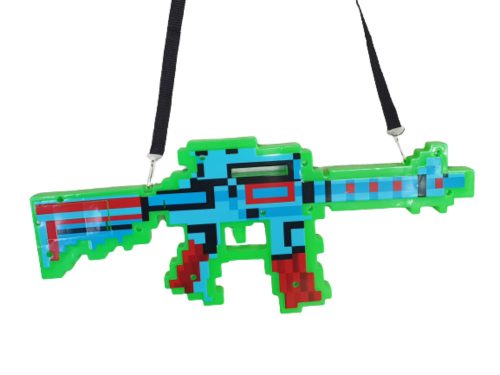 Minecraft ihletésű fényt és hangot adó gépfegyver, zöld - ÚJ