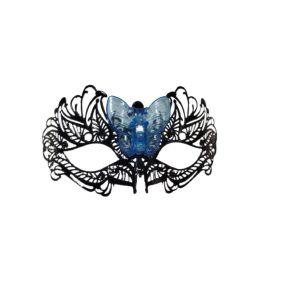   Fekete fém szemmaszk színváltós világító pillangóval - ÚJ