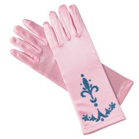   Rózsaszín alapon kék díszítésű hercegnő kesztyű - ÚJ