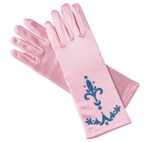 Rózsaszín alapon kék díszítésű hercegnő kesztyű - ÚJ