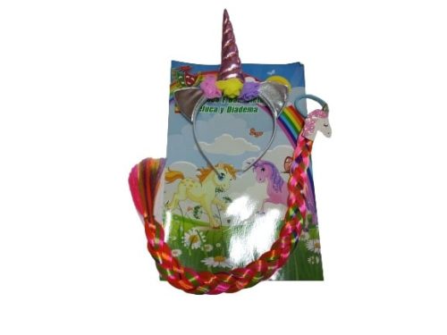 Unikornis fejdísz és copf, jelmezkiegészítő - ÚJ