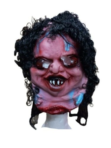 Fekete göndör hajú horror gumi álarc, maszk - Halloween - ÚJ