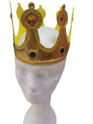 Arany korona, arany-zöld köves, jelmezkiegészítő - ÚJ 