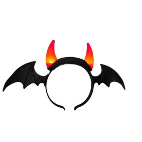   Világító denevérszárnyas ördögszarv, fejpánt - Halloween - ÚJ