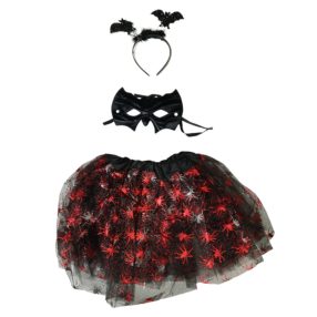   4-6 évesre fekete-piros pókos tüllszoknyás 3 részes jelmez szett - Halloween - ÚJ