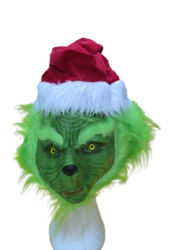 Szőrmés sapkás Grincs, Grinch gumi maszk, álarc - ÚJ