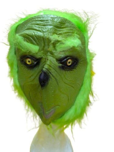 Élénkzöld Grincs, Grinch gumi maszk, álarc - ÚJ