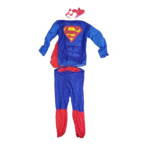   6-7 évesre izmosított jelmez palásttal, maszkkal - Superman - ÚJ