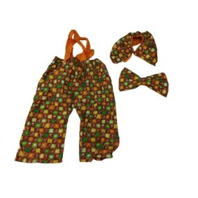   Gyerek méretű narancssárga-zöld állatos bohóc jelmez, 3 részes