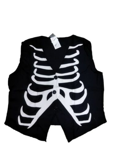 Fekete csontvázas jelmez mellény, felnőtt méretű - Halloween - ÚJ
